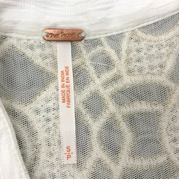 Free People Boho Canyon Rose White Long Sleeve Blouse Top Sz S - Picture 7 of 16
